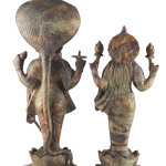 Vintage Brass Vishnu Lakshmi Idol Pair 18 Inch - Antique Divine Couple | Jaipurio